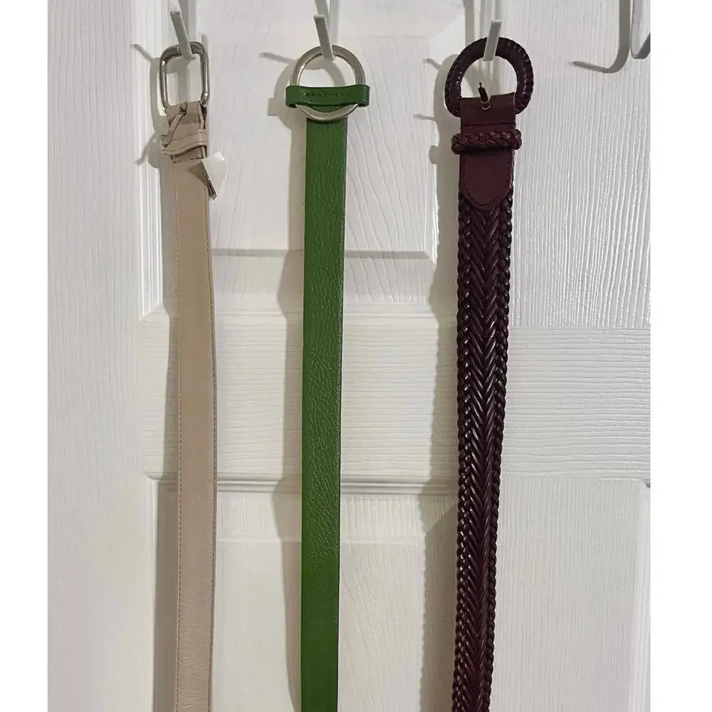 Vintage Talbots XXL Genuine Leather Belt Lot 3 Plus Size Made in Italy Braided
